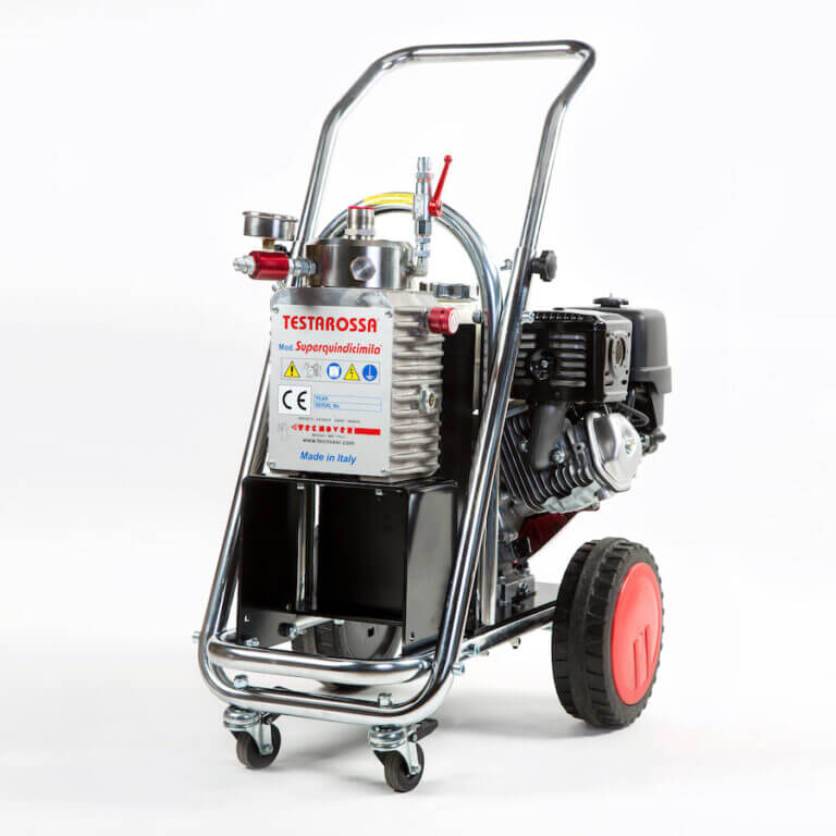 Pompa Airless Tecnover Testarossa Superquindicimila professionale con telaio cromato e ruote
