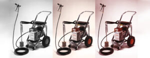 Serie di pompe Airless professionali con ruote e pistola collegata per verniciatura Tecnover